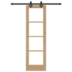 Porte coulissante avec kit de matériel 61x198.5 cm en pin massif 