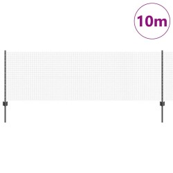 Clôture en Fil Soudé avec 5 Poteaux U Gris 0.8x10 m Acier 