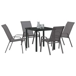 Ensemble de salle à manger de jardin 5 pièces - Textilène gris et acier 