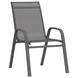 Ensemble de salle à manger de jardin 5 pièces - Textilène gris et acier 