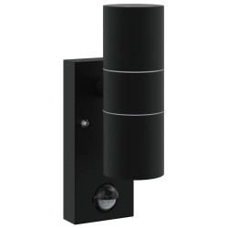 Appliques Murales Extérieures à Détecteur 2 pcs Noir Acier Inox IP44 