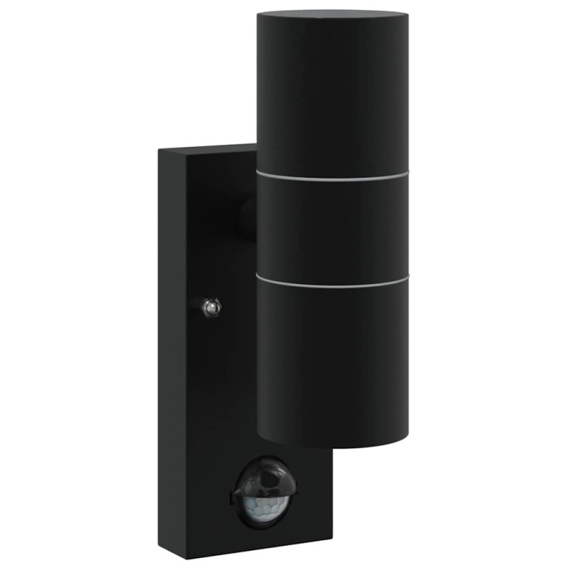 Appliques Murales Extérieures à Détecteur 2 pcs Noir Acier Inox IP44 