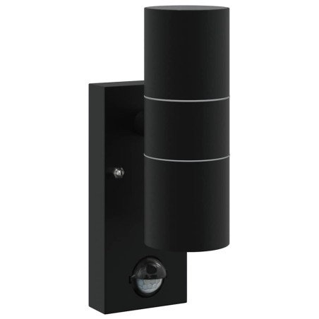 Appliques Murales Extérieures à Détecteur 2 pcs Noir Acier Inox IP44 