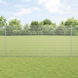 Clôture en fil soudé avec 44 poteaux en U Argent 1.2x50 m Acier 