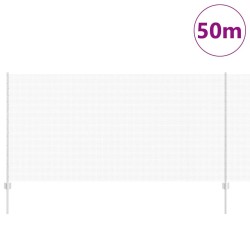 Clôture en fil soudé avec 44 poteaux en U Argent 1.2x50 m Acier 