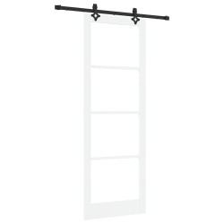 Porte Coulissante avec Kit de Matériel Blanc 83x232 cm Bois Massif Pin 
