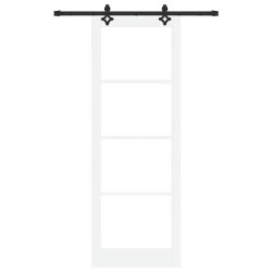 Porte Coulissante avec Kit de Matériel Blanc 83x232 cm Bois Massif Pin 