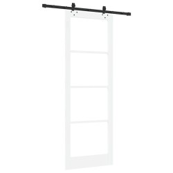 Porte Coulissante avec Kit de Matériel Blanc 83x232 cm Bois Massif Pin 