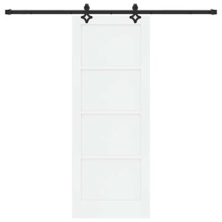 Porte coulissante avec kit de quincaillerie 'ORKDAL'en pin massif blanc 