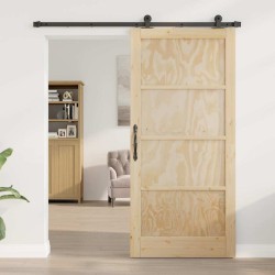 Porte coulissante avec kit matériel 93x202 cm en bois massif de pin 