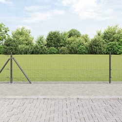 Clôture en fil soudé avec 7 poteaux flangés Gris 0.6x10 m Acier 