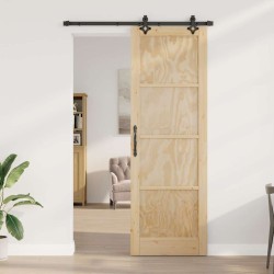 Porte Coulissante avec Ensemble de Quincaillerie 'ORKDAL'en Bois Massif de Pin 