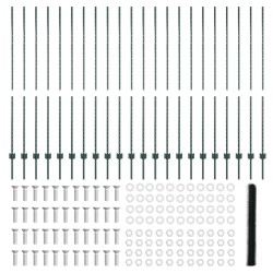 Poteaux de Clôture 11 pcs U-Channel Vert 150 cm Acier 