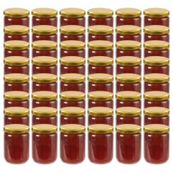 48 pcs Pots à confiture avec couvercle doré Verre 230 ml 