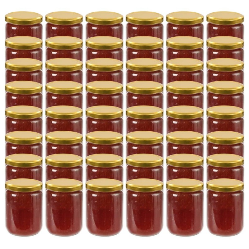 48 pcs Pots à confiture avec couvercle doré Verre 230 ml 48 pcs Pots à confiture avec couvercle doré Verre 230 ml