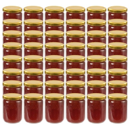 48 pcs Pots à confiture avec couvercle doré Verre 230 ml 