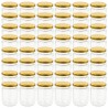 48 pcs Pots à confiture avec couvercle doré Verre 230 ml 