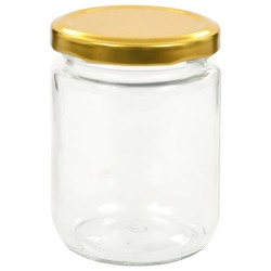 48 pcs Pots à confiture avec couvercle doré Verre 230 ml 