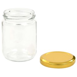 48 pcs Pots à confiture avec couvercle doré Verre 230 ml 