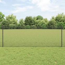 Clôture en fil soudé avec 5 poteaux en U Gris 0,8x10 m Acier 
