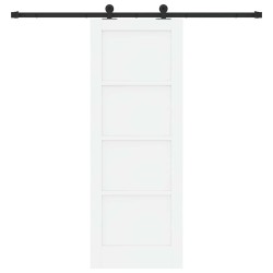 Porte coulissante avec kit de quincaillerie blanche 73,5x198,5 cm en pin massif 