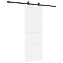 Porte coulissante avec kit de quincaillerie blanche 73,5x198,5 cm en pin massif 