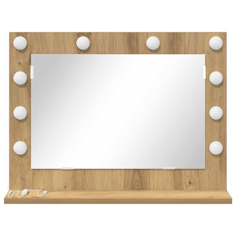Miroir de maquillage Chêne artisanal Bois d'ingénierie 