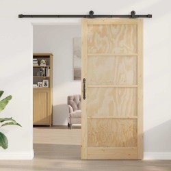 Porte coulissante avec kit de quincaillerie 93x211 cm Bois massif en pin 