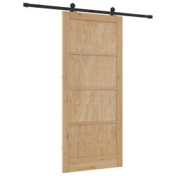 Porte coulissante avec kit de quincaillerie 93x211 cm Bois massif en pin 