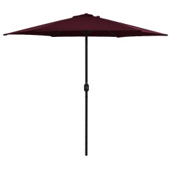 Parasol de jardin et mât en aluminium 270x246 cm rouge bordeaux 