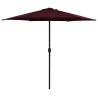 Parasol de jardin et mât en aluminium 270x246 cm rouge bordeaux 