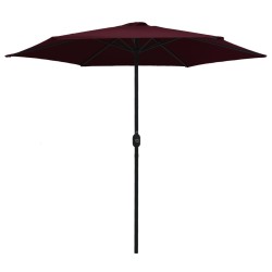Parasol de jardin et mât en aluminium 270x246 cm rouge bordeaux 
