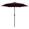 Parasol de jardin et mât en aluminium 270x246 cm rouge bordeaux 