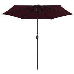 Parasol de jardin et mât en aluminium 270x246 cm rouge bordeaux 