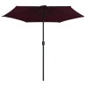 Parasol de jardin et mât en aluminium 270x246 cm rouge bordeaux 