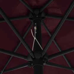 Parasol de jardin et mât en aluminium 270x246 cm rouge bordeaux 