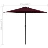 Parasol de jardin et mât en aluminium 270x246 cm rouge bordeaux 