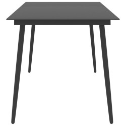 Table à manger de jardin Noir 190x90x74 cm Acier et verre 