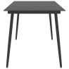 Table à manger de jardin Noir 190x90x74 cm Acier et verre 