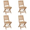 Chaises pliables de jardin lot de 4 avec coussins Bois d'acacia 