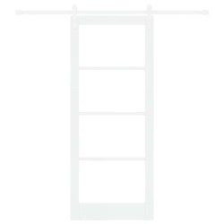 Porte Coulissante avec Ensemble de Quincaillerie 'ORKDAL'Bois Massif Blanc & Verre 
