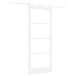 Porte Coulissante avec Ensemble de Quincaillerie 'ORKDAL'Bois Massif Blanc & Verre 