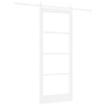 Porte Coulissante avec Ensemble de Quincaillerie 'ORKDAL'Bois Massif Blanc & Verre 