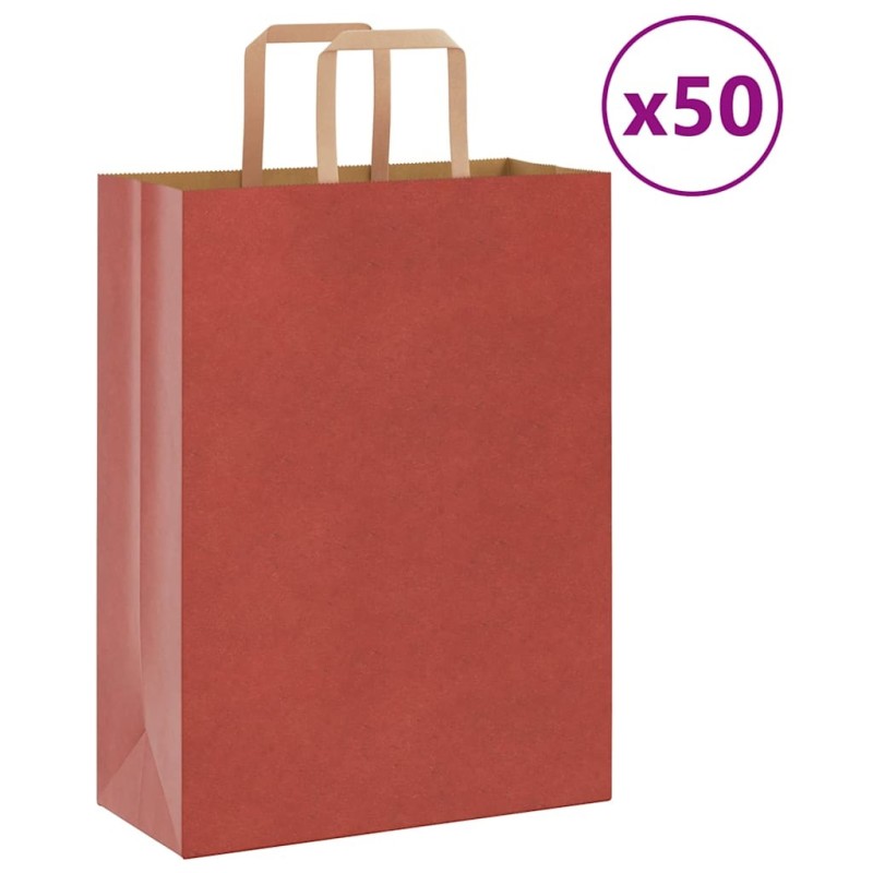 Sacs en papier 50 pcs avec poignées rouge 26x12x35 cm 