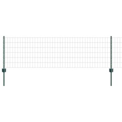 Clôture Euro avec 5 poteaux en U Verte 0.6x10 m Acier 