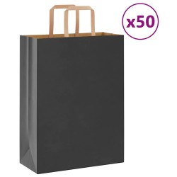 Sacs en papier 50 pcs avec poignées noir 26x12x35 cm 