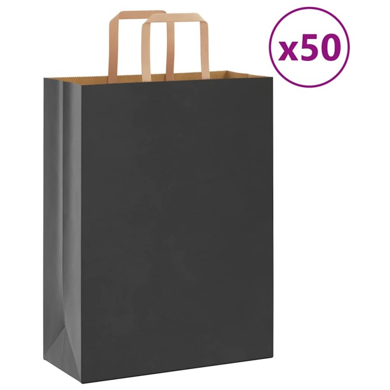 Sacs en papier 50 pcs avec poignées noir 26x12x35 cm 