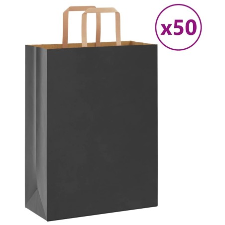 Sacs en papier 50 pcs avec poignées noir 26x12x35 cm 