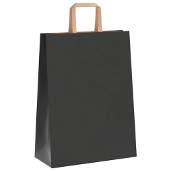 Sacs en papier 50 pcs avec poignées noir 26x12x35 cm 