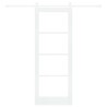 Porte Coulissante avec Kit Quincaillerie 'ORKDAL'Bois Massif et Verre Blanc 78x202x4 cm 